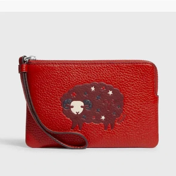 Coach Red Leather Wristlet with Aries NWOT - Picture 8 of 10